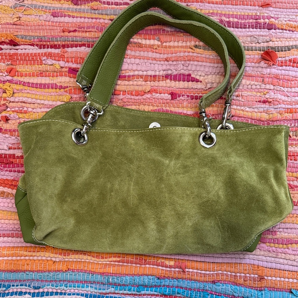 J. Jill Two-Tone Green Suede Shoulder Bag - Picture 5 of 6